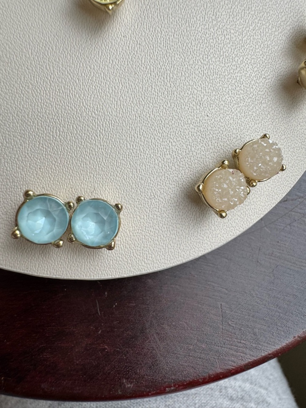 LOFT NWT 9 Pair Gold Tone Pastel Druzy Crystal Stud Earring Set - Picture 7 of 11